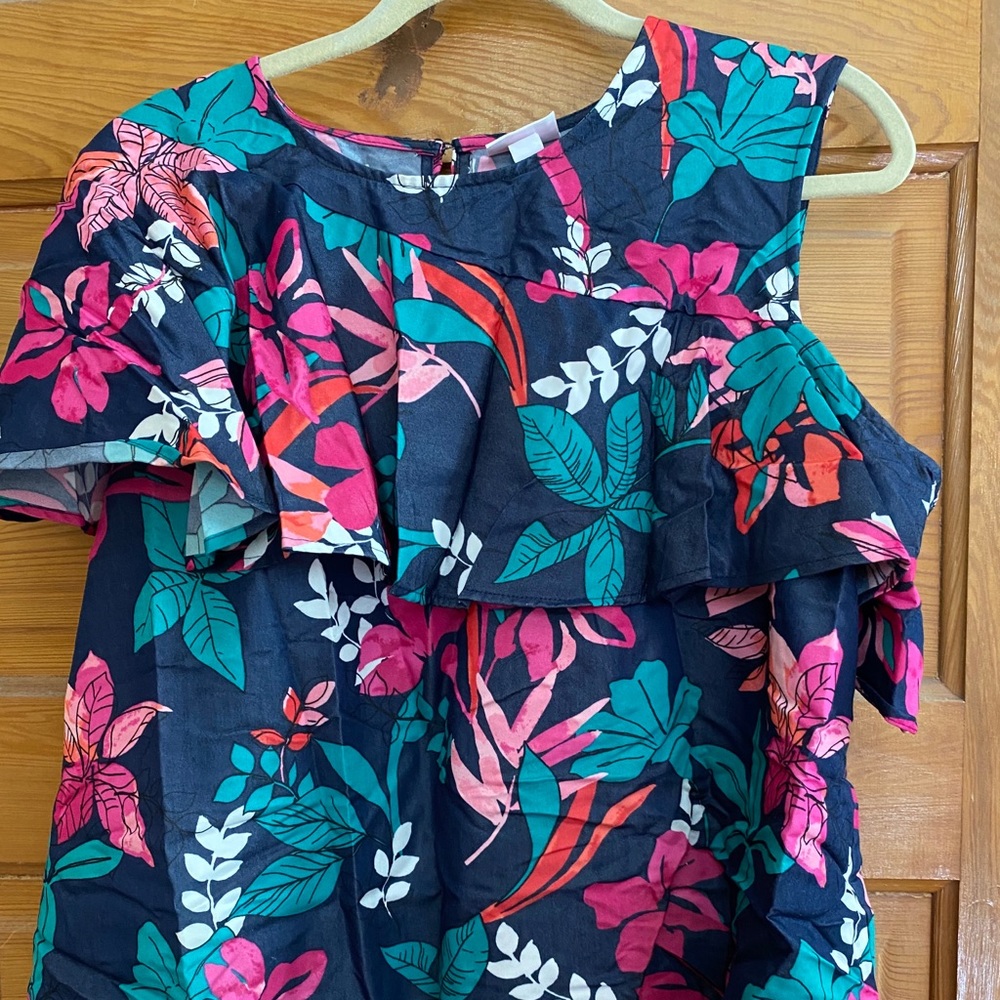 Isabel Maternity Floral Cold Shoulder Top Sz Large